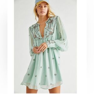 Free People Bali Golden Sun Embellished Beaded Party Mini Dress